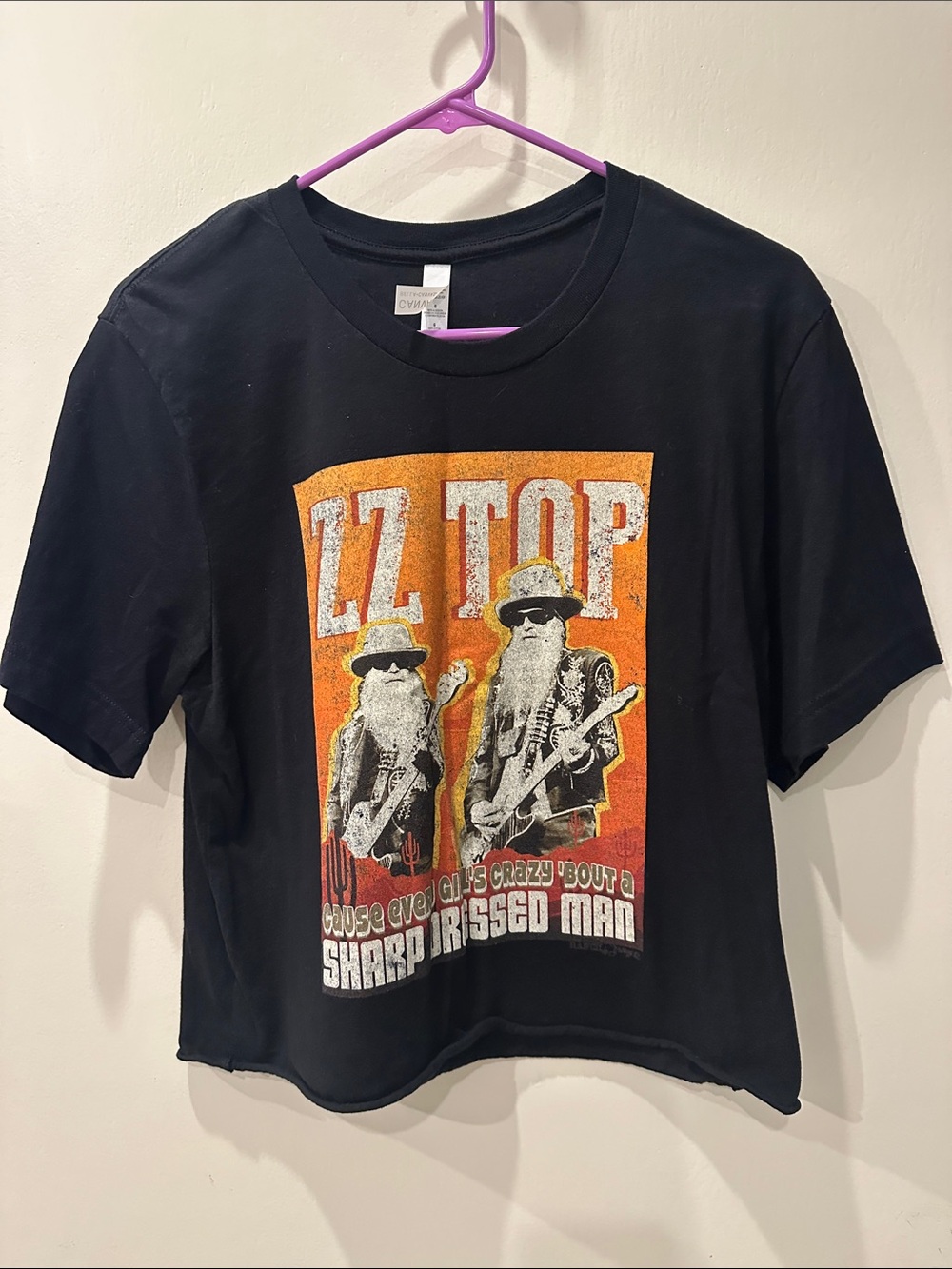 Bella Canvas Black Crop Tee with Orange ZZ Top Graphic